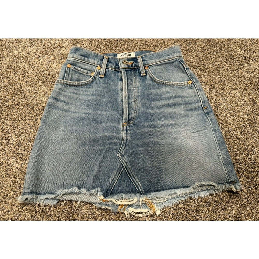 AGOLDE Quinn High Rise Mini Skirt Denim Size 23 EUC - Picture 2 of 6